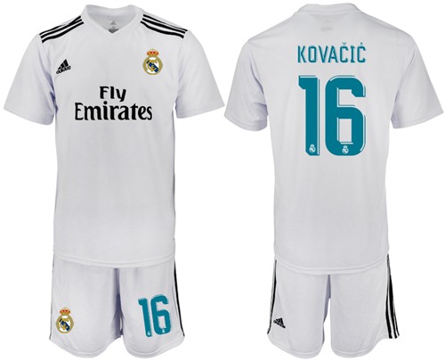 Real Madrid #16 Kovacic White Home Soccer Club Jersey